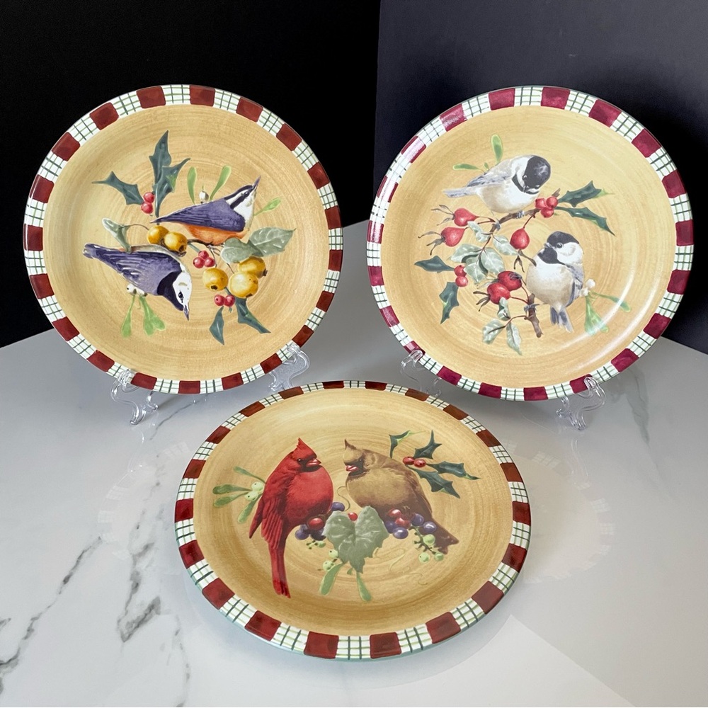 SET of 3 Salad Plates - Winter Greetings by Lenox